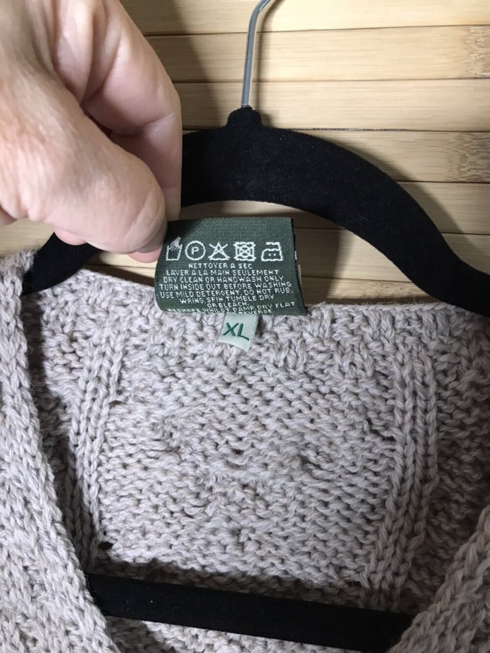 Carraig Donn XL 100% Merino Wool Cable Knit Button Up Chunky Sweater oatmeal - Picture 6 of 6